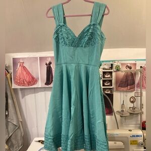 Trashy Diva turquoise ribbed rayon Deb dress size 8